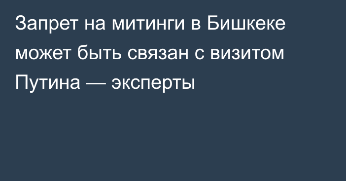 Запрет на митинги в Бишкеке может быть связан с визитом Путина — эксперты