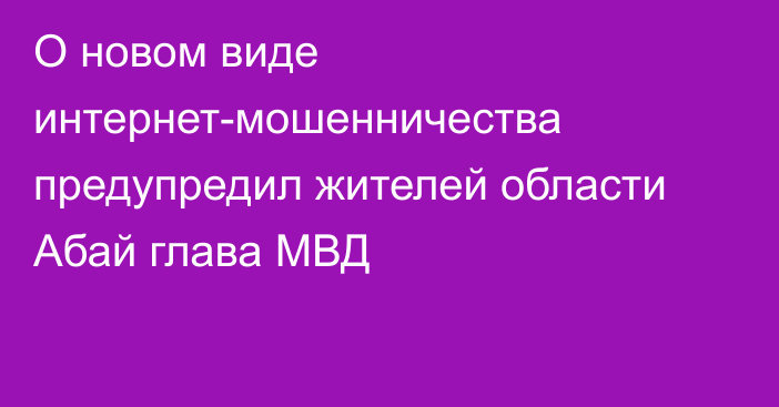 О новом виде интернет-мошенничества предупредил жителей области Абай глава МВД