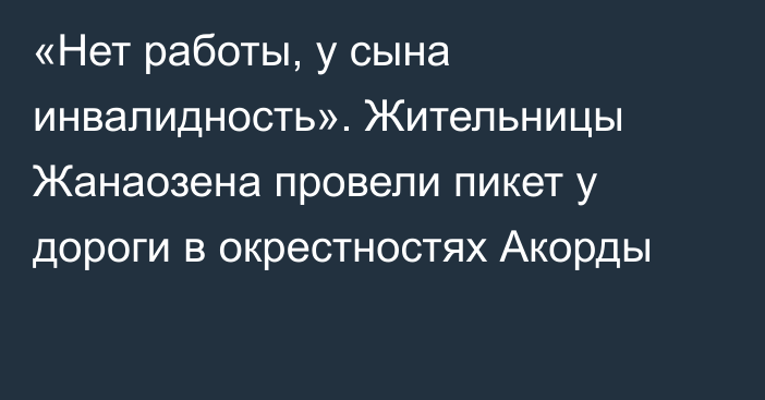 «Нет работы, у сына инвалидность». Жительницы Жанаозена провели пикет у дороги в окрестностях Акорды