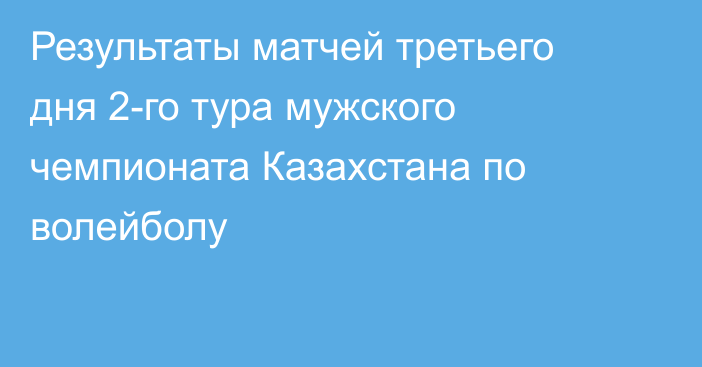 Результаты матчей третьего дня 2-го тура мужского чемпионата Казахстана по волейболу