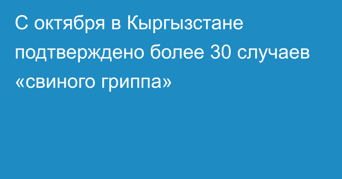 С октября в Кыргызстане подтверждено более 30 случаев «свиного гриппа»