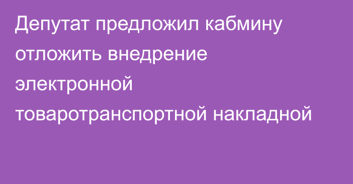 Депутат предложил кабмину отложить внедрение электронной товаротранспортной накладной