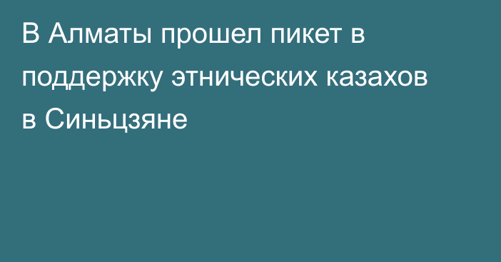 В Алматы прошел пикет в поддержку этнических казахов в Синьцзяне