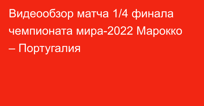 Видеообзор матча 1/4 финала чемпионата мира-2022 Марокко – Португалия