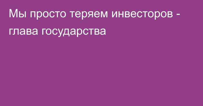 Мы просто теряем инвесторов - глава государства