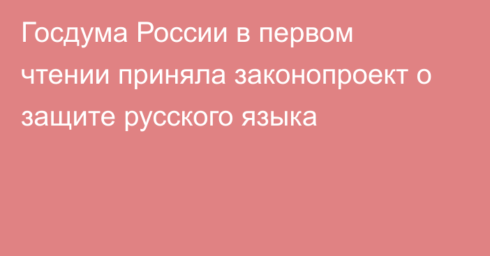 Госдума России в первом чтении приняла законопроект о защите русского языка