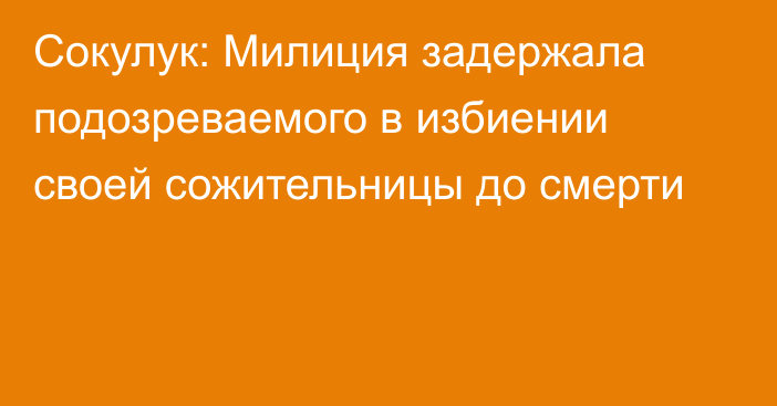 Сокулук: Милиция задержала подозреваемого в избиении своей сожительницы до смерти