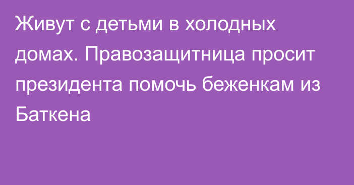 Живут с детьми в холодных домах. Правозащитница просит президента помочь беженкам из Баткена