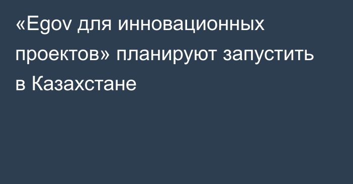 «Еgov для инновационных проектов» планируют запустить в Казахстане