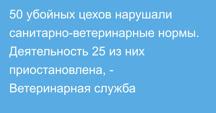 50 убойных цехов нарушали санитарно-ветеринарные нормы. Деятельность 25 из них приостановлена, - Ветеринарная служба