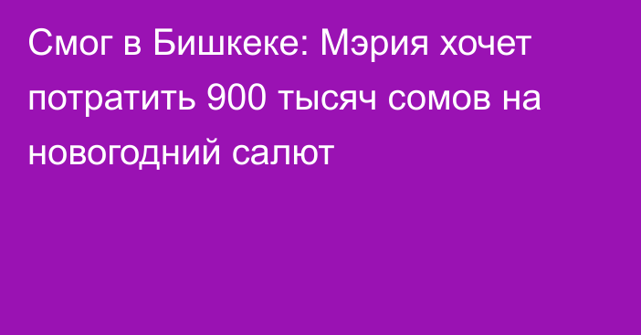 Смог в Бишкеке: Мэрия хочет потратить 900 тысяч сомов на новогодний салют