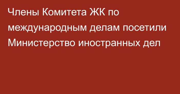 Члены Комитета ЖК по международным делам посетили Министерство иностранных дел