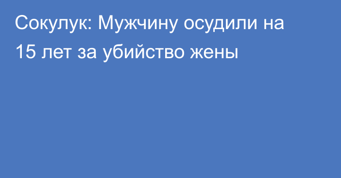 Сокулук: Мужчину осудили на 15 лет за убийство жены