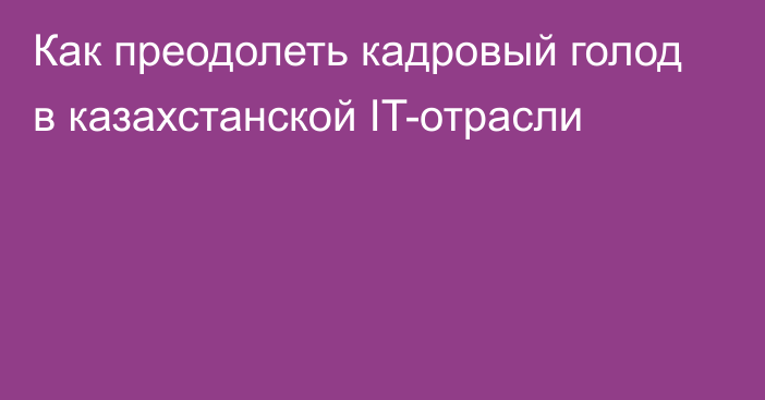 Как преодолеть кадровый голод в казахстанской IT-отрасли