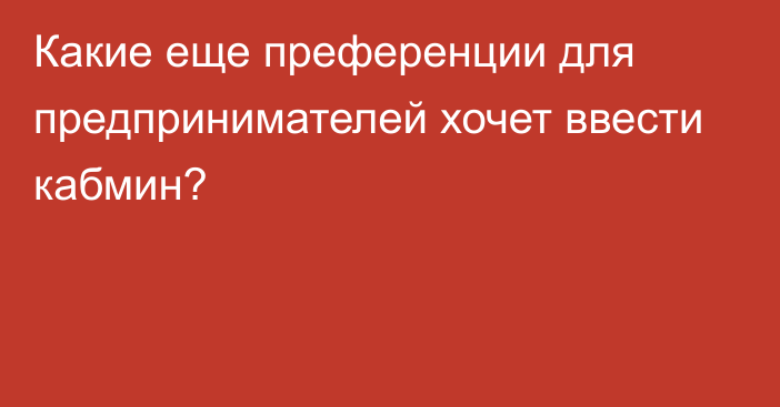 Какие еще преференции для предпринимателей хочет ввести кабмин?