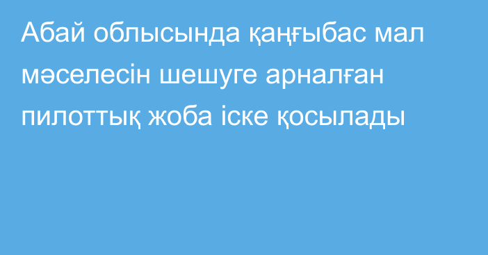 Абай облысында қаңғыбас мал мәселесін шешуге арналған пилоттық жоба іске қосылады