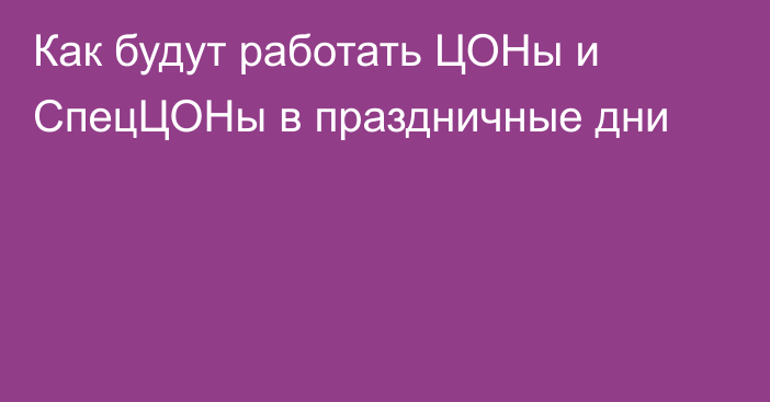 Как будут работать ЦОНы и СпецЦОНы в праздничные дни