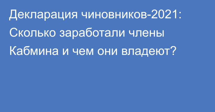 Декларация чиновников-2021: Сколько заработали члены Кабмина и чем они владеют?