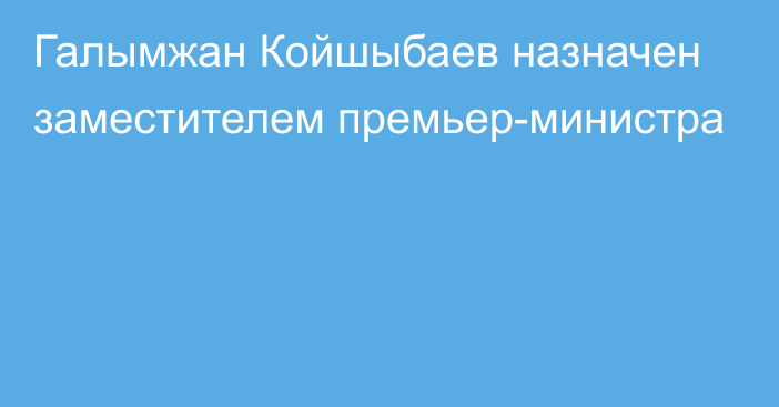 Галымжан Койшыбаев назначен заместителем премьер-министра