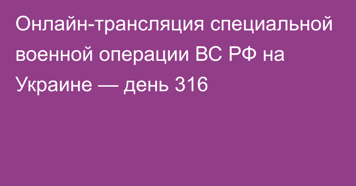 Онлайн-трансляция специальной военной операции ВС РФ на Украине — день 316