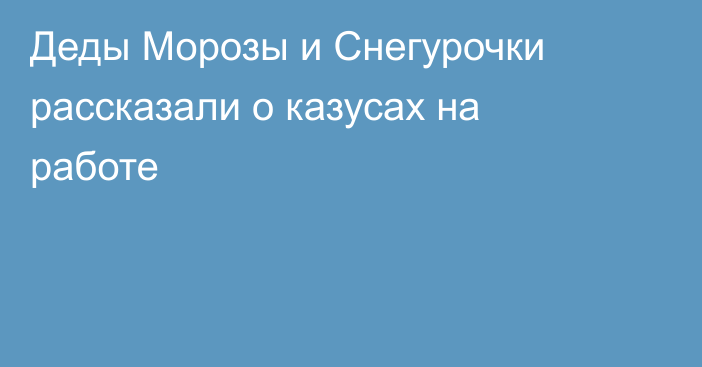 Деды Морозы и Снегурочки рассказали о казусах на работе