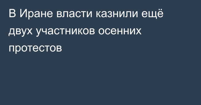 В Иране власти казнили ещё двух участников осенних протестов