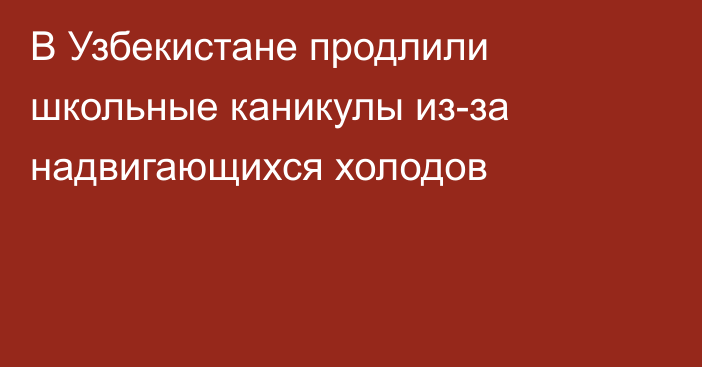 В Узбекистане продлили школьные каникулы из-за надвигающихся холодов