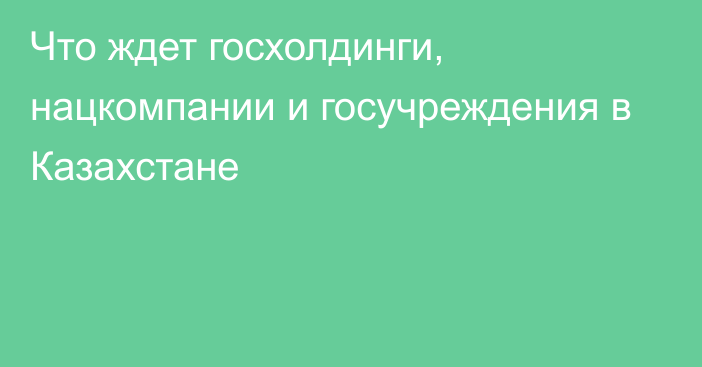 Что ждет госхолдинги, нацкомпании и госучреждения в Казахстане