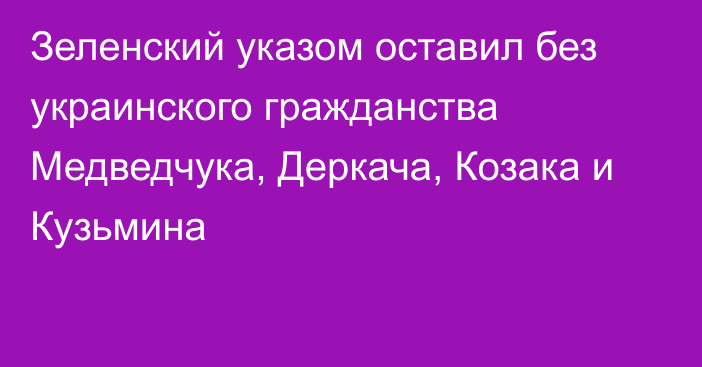 Зеленский указом оставил без украинского гражданства Медведчука, Деркача, Козака и Кузьмина