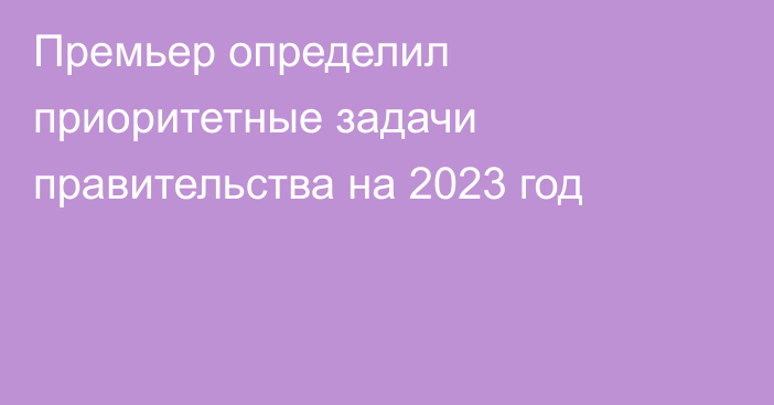 Премьер определил приоритетные задачи правительства на 2023 год