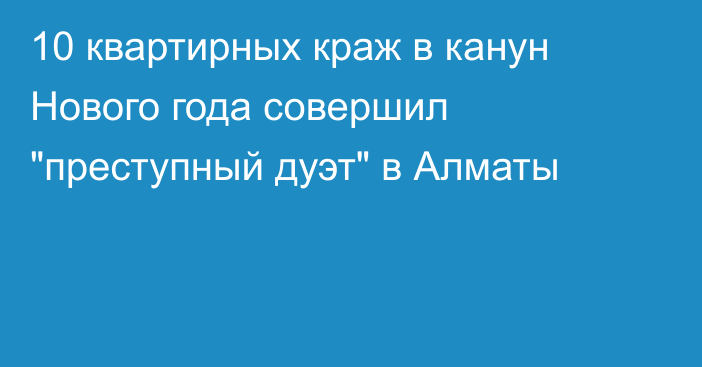 10 квартирных краж в канун Нового года совершил 