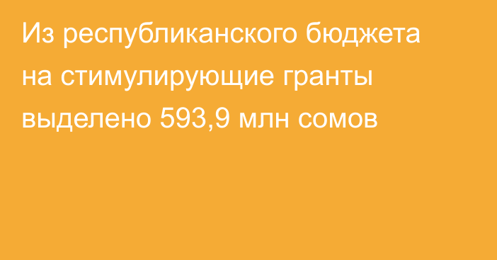 Из республиканского бюджета на стимулирующие гранты выделено 593,9 млн сомов