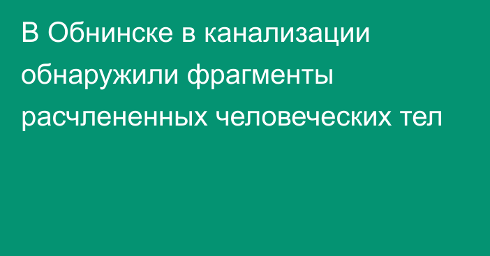 В Обнинске в канализации обнаружили фрагменты расчлененных человеческих тел