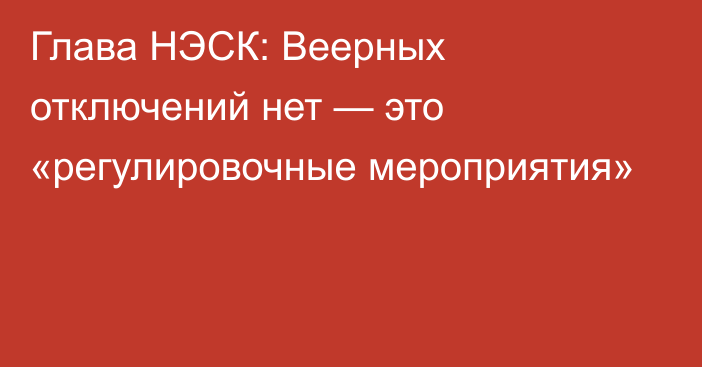 Глава НЭСК: Веерных отключений нет — это «регулировочные мероприятия»