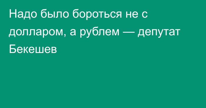 Надо было бороться не с долларом, а рублем — депутат Бекешев