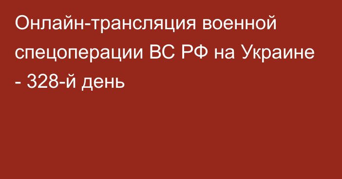 Онлайн-трансляция военной спецоперации ВС РФ на Украине - 328-й день