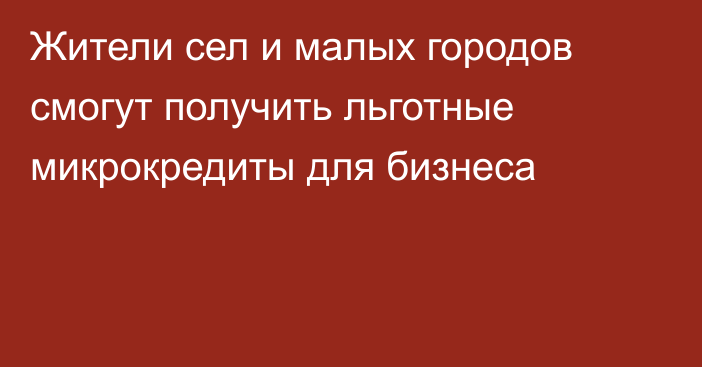 Жители сел и малых городов смогут получить льготные микрокредиты для бизнеса