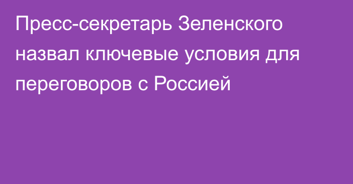 Пресс-секретарь Зеленского назвал ключевые условия для переговоров с Россией