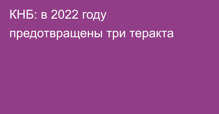 КНБ: в 2022 году предотвращены три теракта