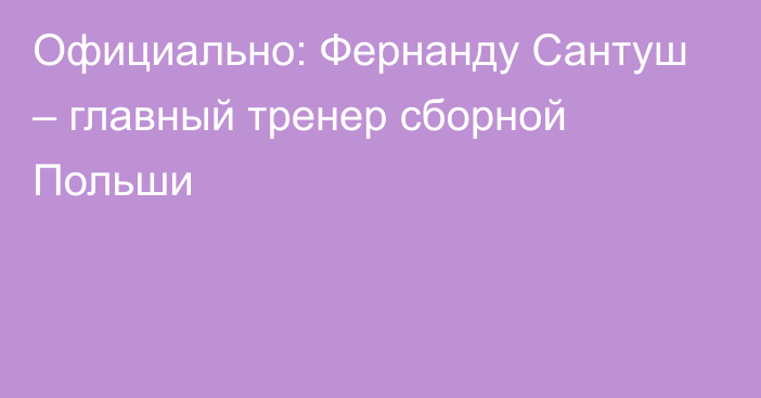 Официально: Фернанду Сантуш – главный тренер сборной Польши