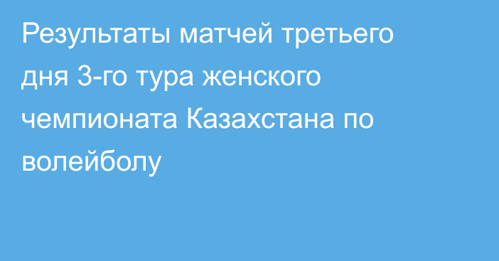 Результаты матчей третьего дня 3-го тура женского чемпионата Казахстана по волейболу