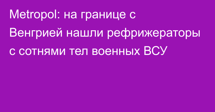 Metropol: на границе с Венгрией нашли рефрижераторы с сотнями тел военных ВСУ