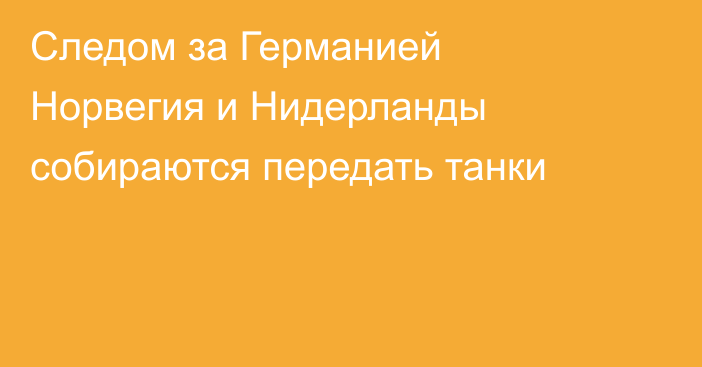 Следом за Германией Норвегия и Нидерланды собираются передать танки