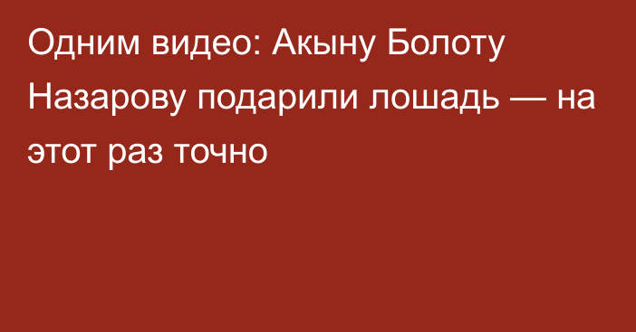 Одним видео: Акыну Болоту Назарову подарили лошадь — на этот раз точно