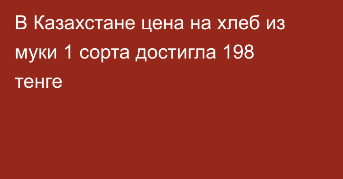 В Казахстане цена на хлеб из муки 1 сорта достигла 198 тенге