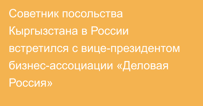 Советник посольства Кыргызстана в России встретился с вице-президентом  бизнес-ассоциации «Деловая Россия»