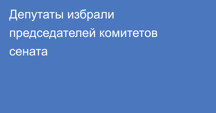 Депутаты избрали председателей комитетов сената