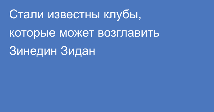 Стали известны клубы, которые может возглавить Зинедин Зидан