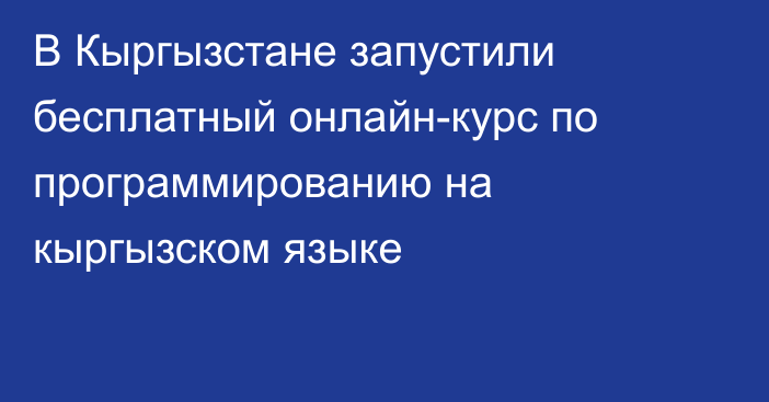 В Кыргызстане запустили бесплатный онлайн-курс по программированию на кыргызском языке