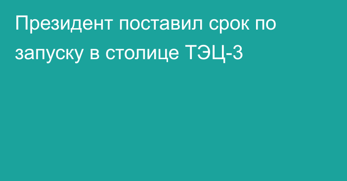 Президент поставил срок по запуску в столице ТЭЦ-3